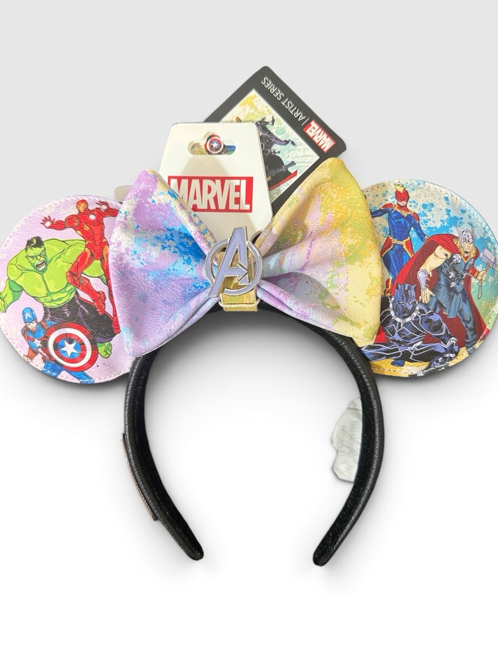 NWT Disney Marvel Multicolor Avengers Mouse Ear Headband with Removable Bow